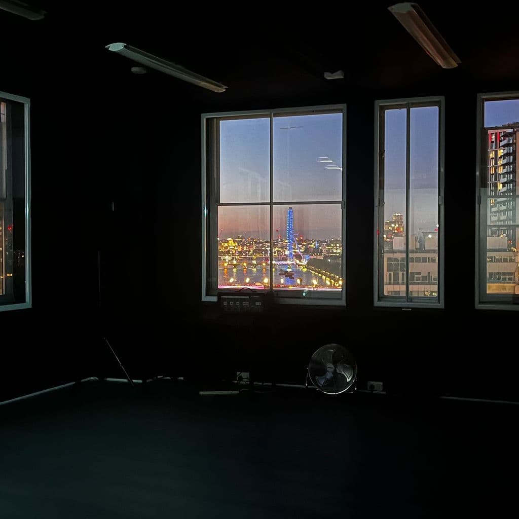 Picture of the black box venue with views over London